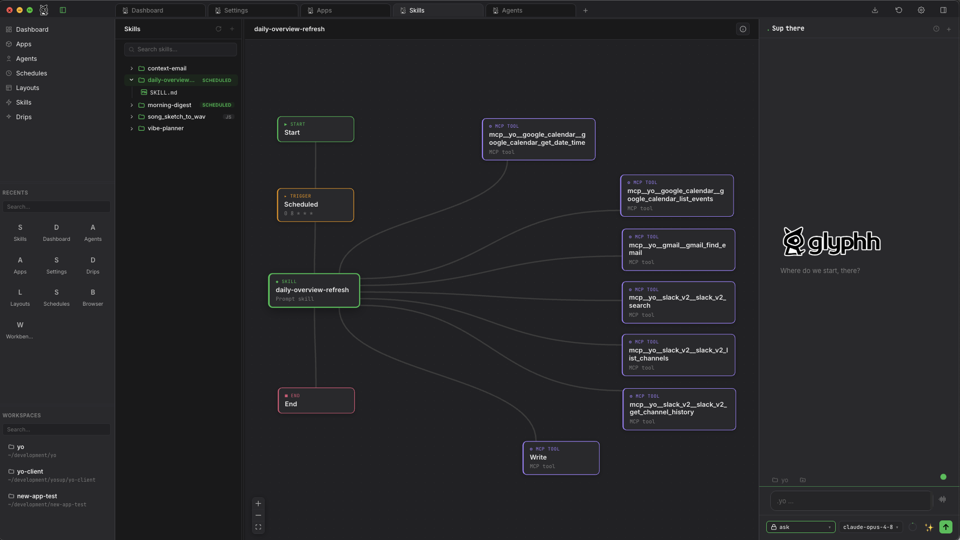 Skills as visual workflows